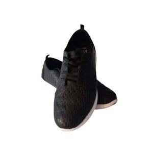 Toms Mens Black Woven Leather Sneakers Shoes Size 11M